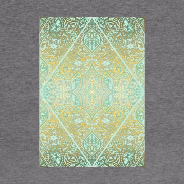 Mint & Gold Effect Diamond Doodle Pattern by micklyn